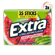 3x Packs Wrigley's Extra Sweet Watermelon Gum 35 Sticks Each Sugar Free