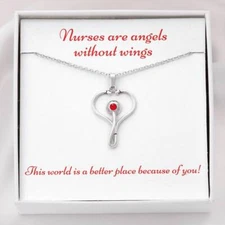 Nurses Are Angels Without Wings Heart Shaped Stethoscope Necklace For The Best 