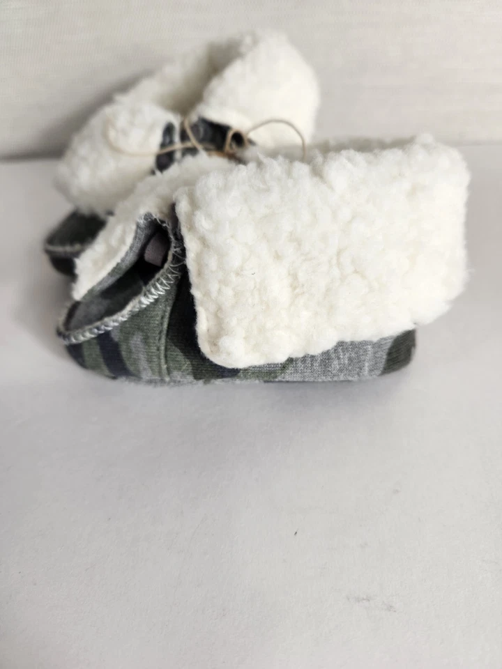 Грязь пирог камуфляж шерпа Baby ботинок туфли без шнуровки серый зеленый размер 0-6 месяцев новый - Изображение 3 из 4