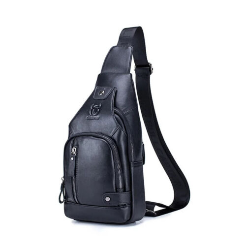 2024 new 100% cowhide Leather Casual Fashion Crossbody Chest Bag men's... - Picture 7 of 26