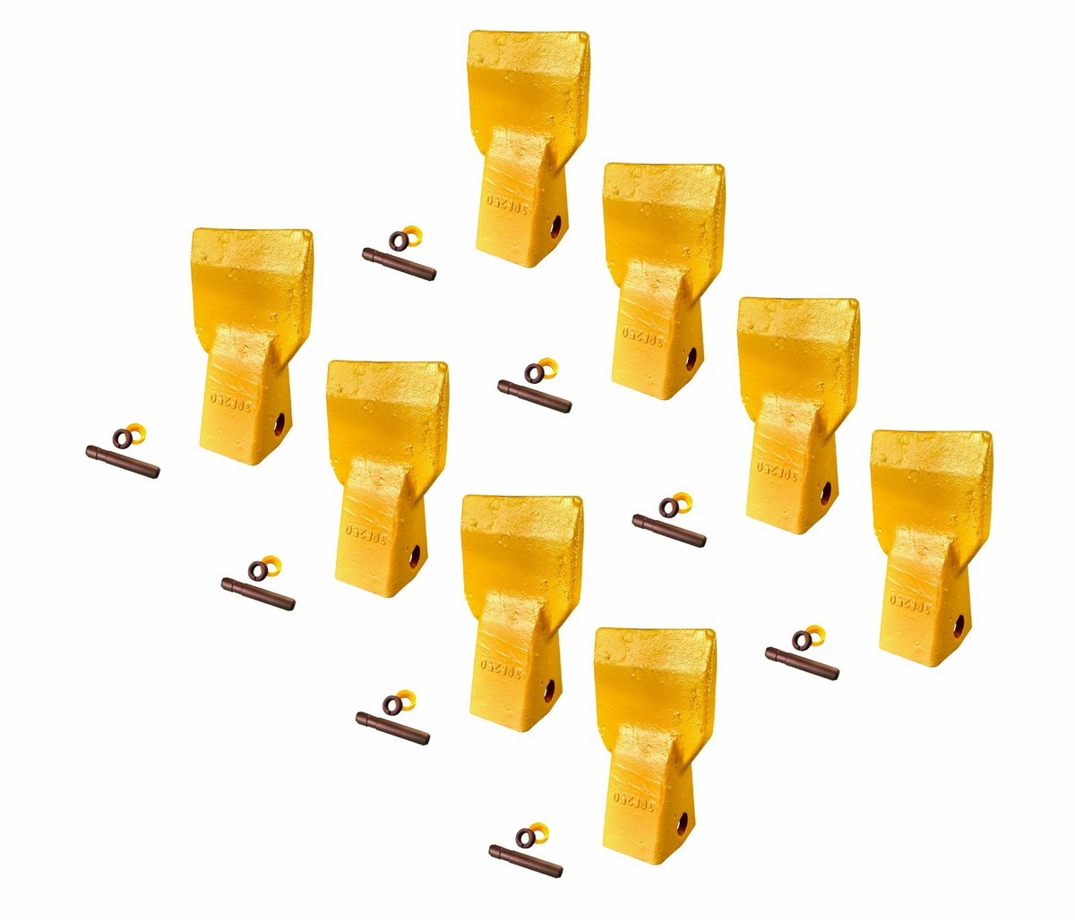 8 - CAT J250 Style Bucket Flare Teeth w pins & retainers - 3G8250