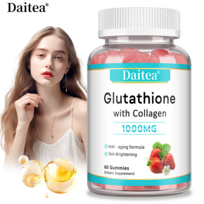 how many glutathione gummies per day Glutathione & Collagen 60 Gummies Promotes Healthy Skin &Nail, Aging,Hair  Health