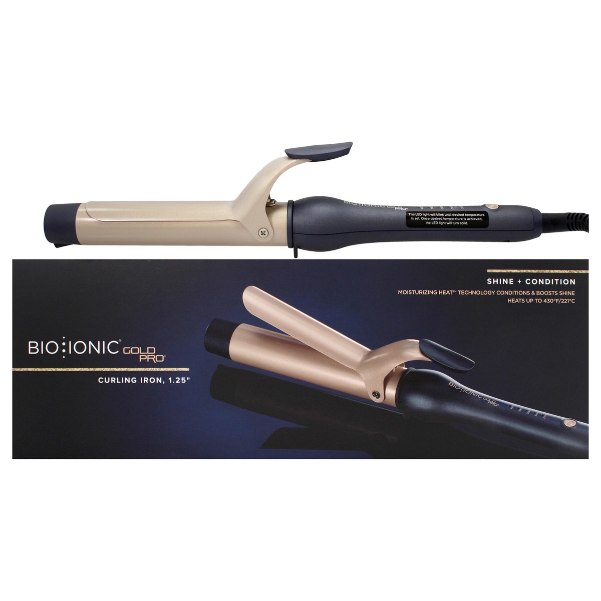 Gold Pro Curling Iron by Bio Ionic for Women - 1.25 Inch Curling 