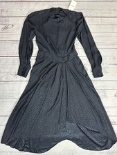 Isabel Marant Romina Stretch Silk Dress Size 38 Black Jacquard Asymmetrical Hem