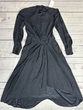 Isabel Marant Romina Stretch Silk Dress Size 38 Black Jacquard Asymmetrical Hem