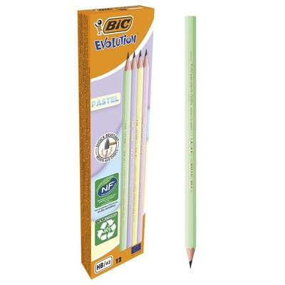 3086123749474 Ołówek z gumką HB Evolution pastelowy op.12 szt. BIC 518306 BIC