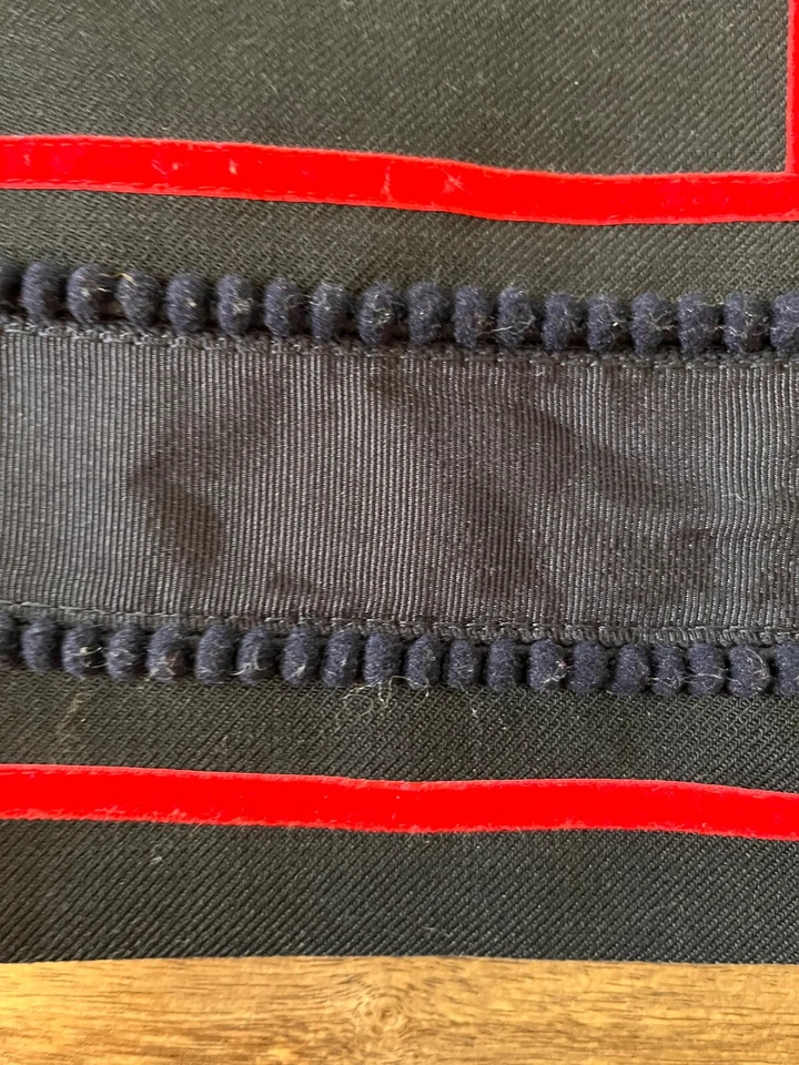 Boden Edith Velvet Trim Detail Skirt Navy Red Italian Wool size 14 - Image 3 of 4