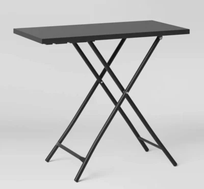 New 32" Steel Rectangle Folding Outdoor Portable Metal Side Patio Table Black - Image 1 of 2