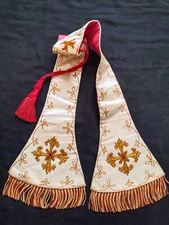 vintage church maniple  vestment embroidery maniple silk Christian catholic t684