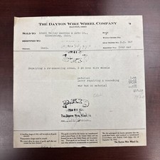 Dayton Wire Wheel Company Invoice 1920