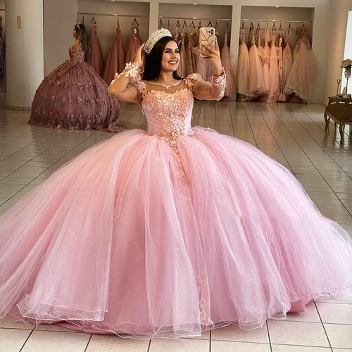 Pink Princess Quinceanera Dresses Long 