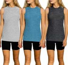 Sumona 3 Pack Everyday Casual Sport Yoga Women Mock High Neck Tank Tops