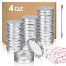 Aluminum Tin Cans, 24pcs 4 OZ Metal Round Tins Containers with 4pcs Stickers ...