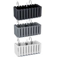 Balkonkasten 38cm mit Aufhängung Selbstbewässerung weiß schwarz grau Kunststoff