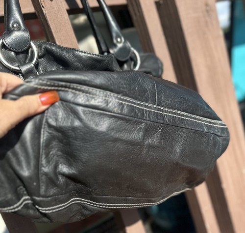 B MAKOWSKY Black Large Soft Genuine Leather Satchel Shoulder Handbag Purse - Picture 5 of 17