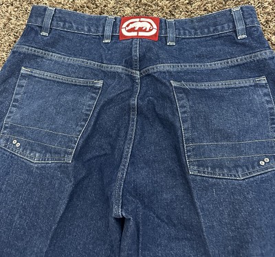 Vintage Y2K Ecko Unltd Co Jeans Denim Blue Metal Tab Rhino Baggy Sz 40x31