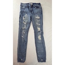 Cello Jeans Women 7 Blue Distressed Skinny Jeans WV13473-1 Medium Wash Ripped