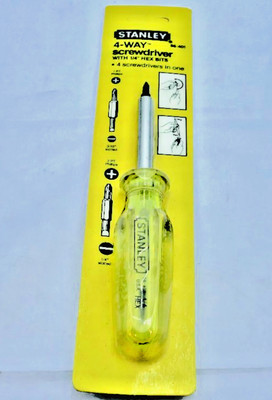 STANLEY 66-401 4-WAY SCREWDRIVER WITH 1/4''HEX BITS USA   NOS VINTAGE 1989