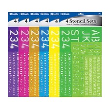 BAZIC Products Letter Stencil Sets, Sizes 8 10 20 30 1-Pack, Purple/Ref/Blue