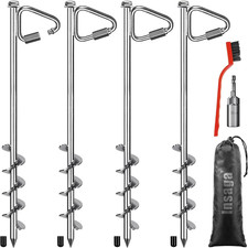 14" Ground Anchors with Chrome-Plated, Heavy-Duty for Trampolines, Tents, Mobile