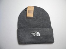 Grey The North Face Beanie Hat With Fuzzy Lining