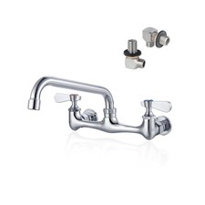 8 Inch Center Wall Mount Commercial Sink Faucet - 8" Swivel Spout Utility Fau...
