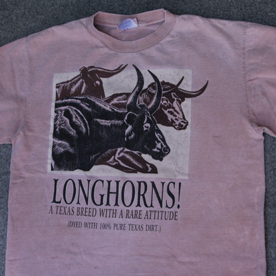 Texas Dirt T Shirt L Longhorn Breed Cattle Cow Real Pure DIRT DYED Tee VTG Y2K