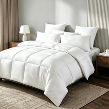Goose Feather Down Fiber Comforter - Queen Size Duvet Insert, 100 Cotton Cover