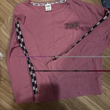 Victoria's Secret PINK Crewneck Pullover Sweatshirt Womens SZ M Pink Black Logo
