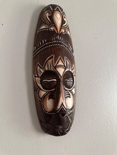 Hand Carved Wooden African Tribal Mask Tiki Bar Wood Wall Hanging Decor