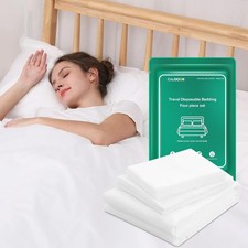 4 PCS Disposable Bed Sheet Queen Size, Travel Sheet for Hotel, Disposable Sheet