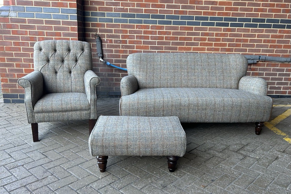 Tetrad Harris Tweed Lewis Sofa, Flynn Armchair Footstool