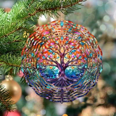 3D Tree of Life Wind Spinner for Yard, Unique Garden Hanging Sculpture