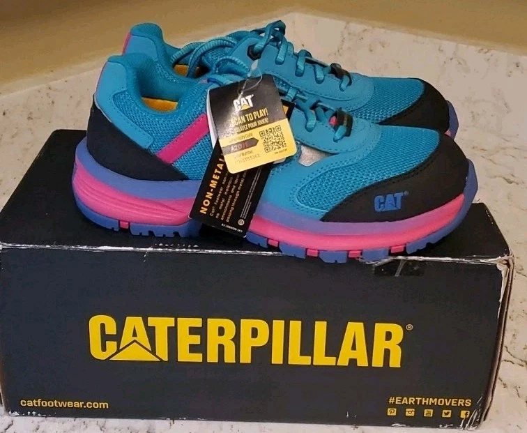 Zapatos de trabajo de seguridad con puntera compuesta azul negro talla 5 Caterpillar Quake para mujer Foto 4 de 4