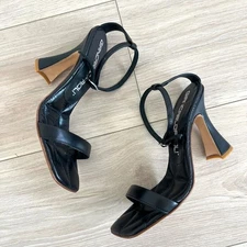 GIANCARLO PAOLI black strappy heels / size EU 37 US 7
