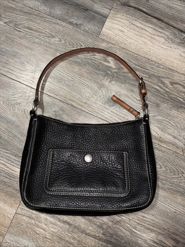 COACH BLACK & BROWN STRAP PEBBLED LEATHER BOHO BAG -MEDIUM SIZE - VERY CLEAN - Bild 1 von 8