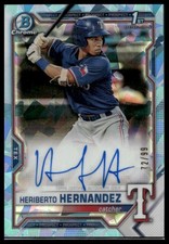 2021 Bowman Sapphire Heriberto Hernandez #BSPA-HH Rangers Autograph Aqua /99