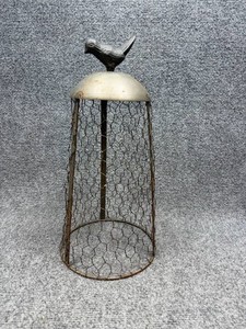 Vintage Metal Wire Lantern Bird Top Rustic Decor