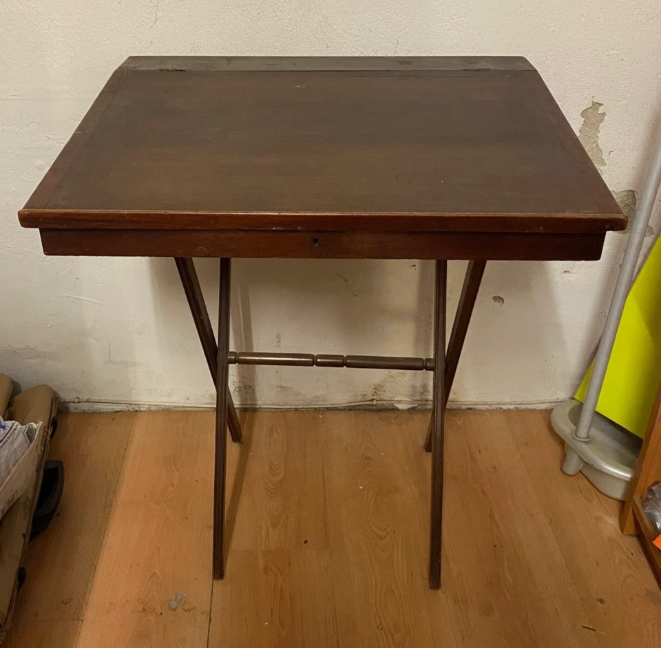 PUPITRE INCLINÉ ET PLIANT AVEC TABLE TRETEAU EN HÊTRE ANNEES 60 - Photo 4/4