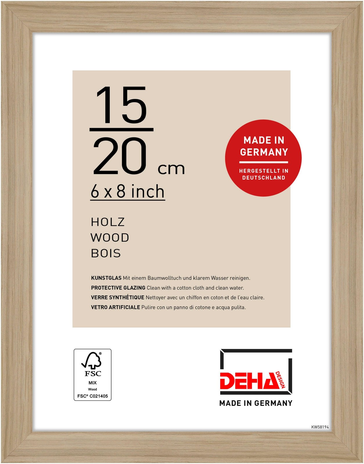 Cadre photo 15 x 20 cm en chêne pour sublimer votre buffet de salon