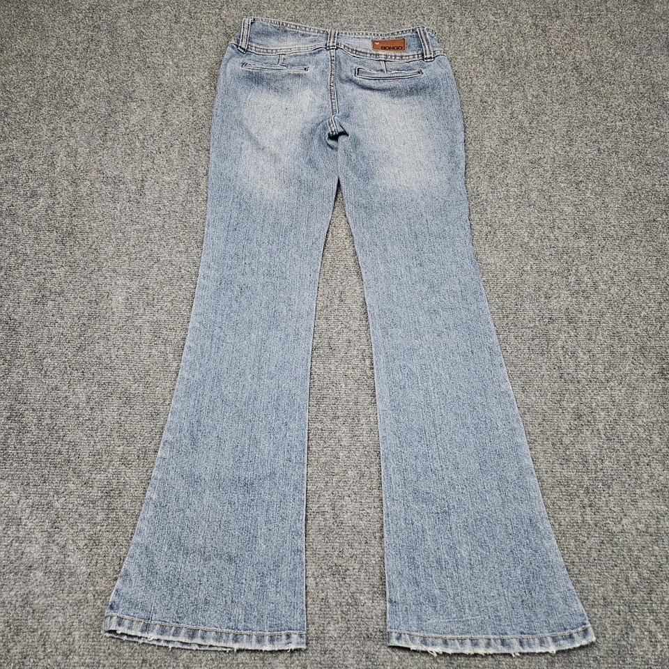 Pantalones de mezclilla Bongo Feisty acampanados 28x32 lavado claro Y2K tiro bajo 3 botones patinador Foto 4 de 4