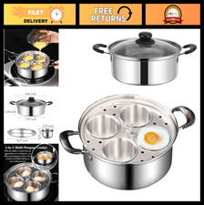 Stainless Steel Egg Poacher Pan with 4 Cups - Non-Coated Poached Egg Maker for K