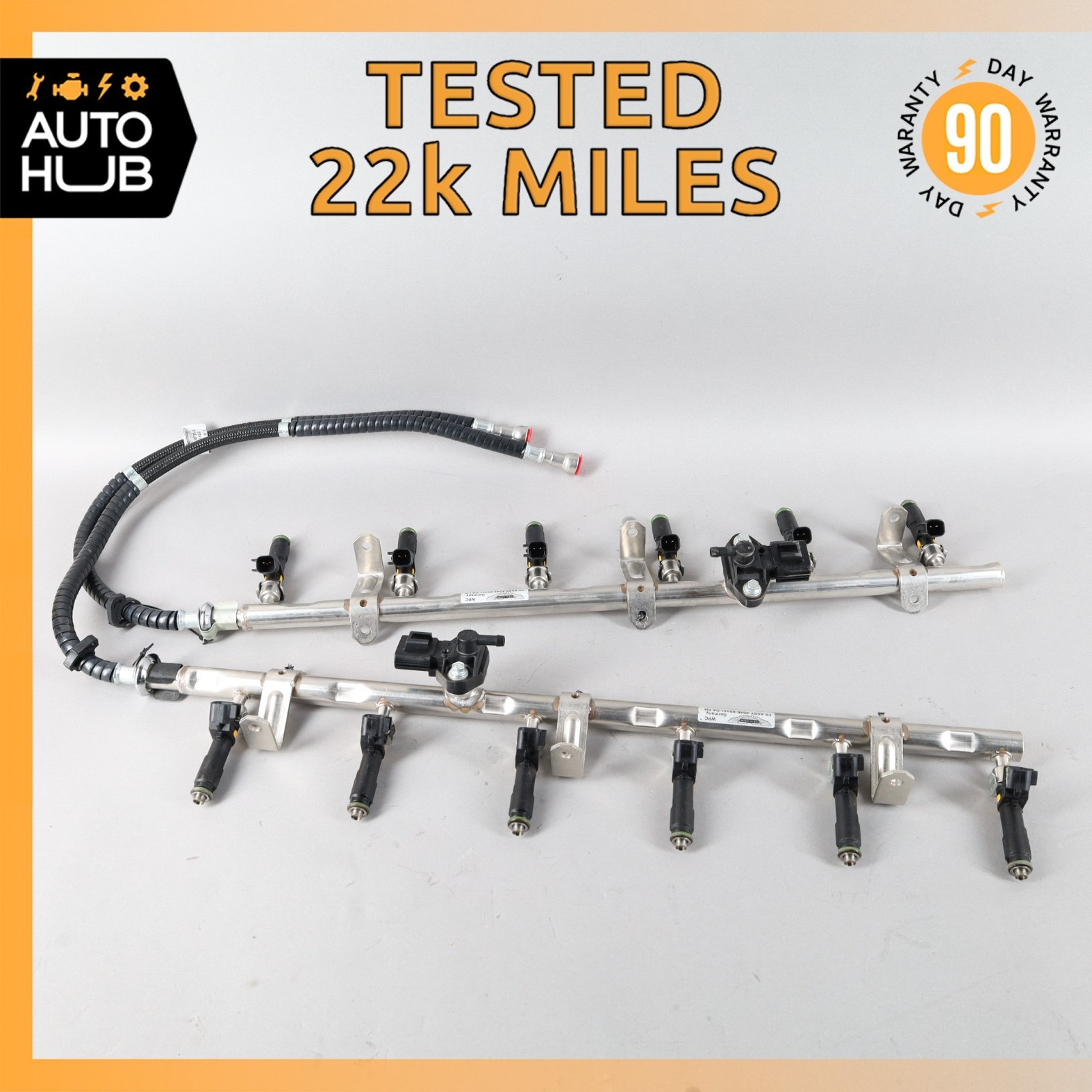 10-17 Aston Martin DB9 Rapide Fuel Injector Rail Set w/Injectors 4G4E9S441DA OEM
