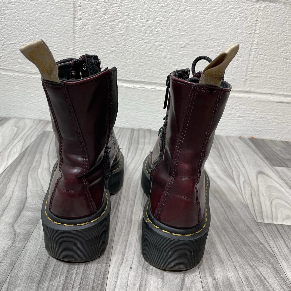 Botas de plataforma Dr. Martens V Jadon II para mujer EE. UU. 7 rojo cereza VEGANO defecto de cremallera Foto 2 de 4