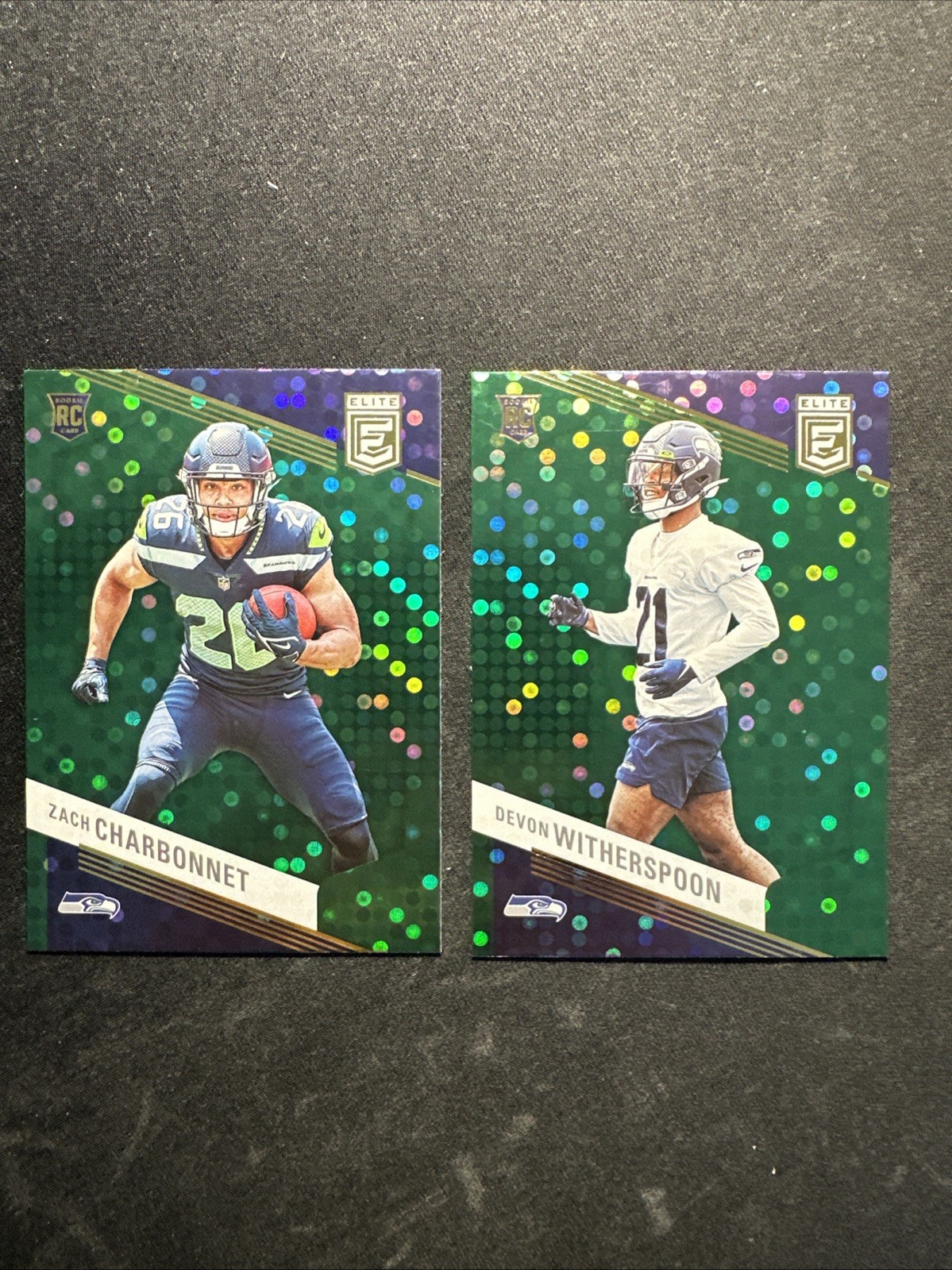 2023 Donruss Elite Zach Charbonnet #199/Devon Witherspoon #133 Green Disco