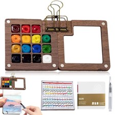 Mini Watercolor Paint Set Portable, Travel Water Color Set with 24 Color Pain...