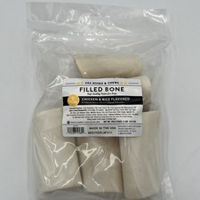NEW  Bones  Chews Dog Treat 5ct Chicken  Rice Filled Bone - Made In USA