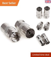 2 Pack High-Speed RF Coax Aerial Adapter - Copper Connector for TV Signals