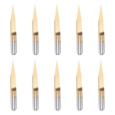 1/8" Shank 0.2mm Tip 20 Degree Titanium Coated Carbide Wood Carving Bit 10pcs