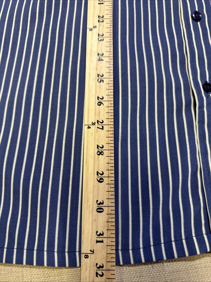 Haband Men's XLarge Blue White Striped Short Sleeve Polyester Comfort Shirt - Image 4 of 4